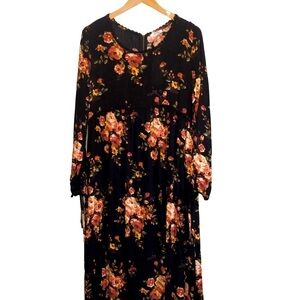 NWT Jodifl Los Angeles Black and Orange Maxi Dress Size Medium